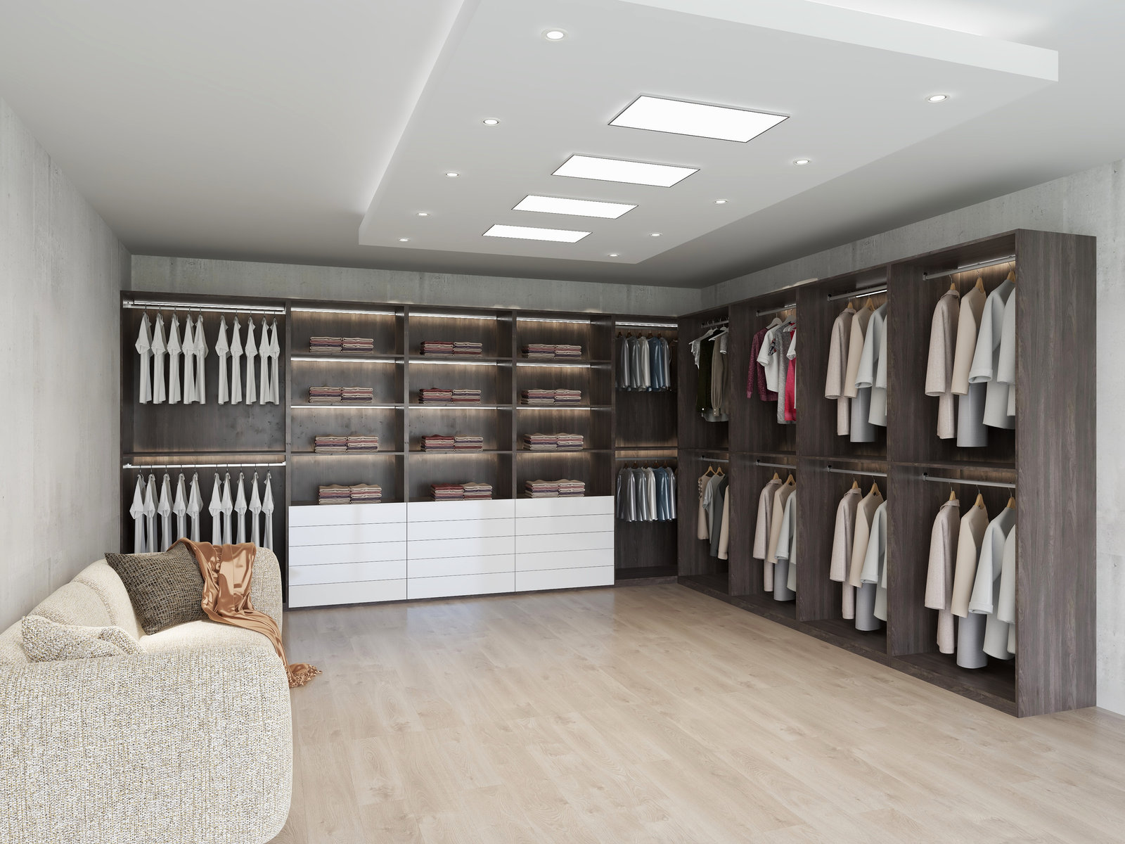 Custom walk-in closet by Pacific Building Supply